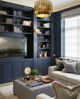 meuble tv bleu dans un séjour